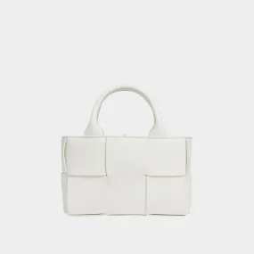 BOTTEGA VENETA Candy Arco Micro Intreccio Leather Tote - WHITE  GOLD