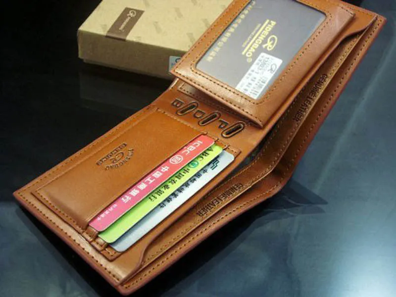 Brown Billfold Coffee Leather Wallet Credit Card Men Purse Clutch Bifold