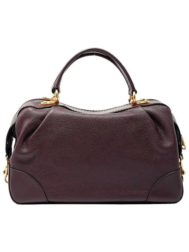 Burgundy Pebble Leather Satchel Tote Bag 69621 GDOXB