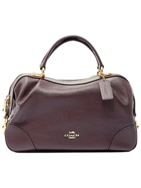 Burgundy Pebble Leather Satchel Tote Bag 69621 GDOXB