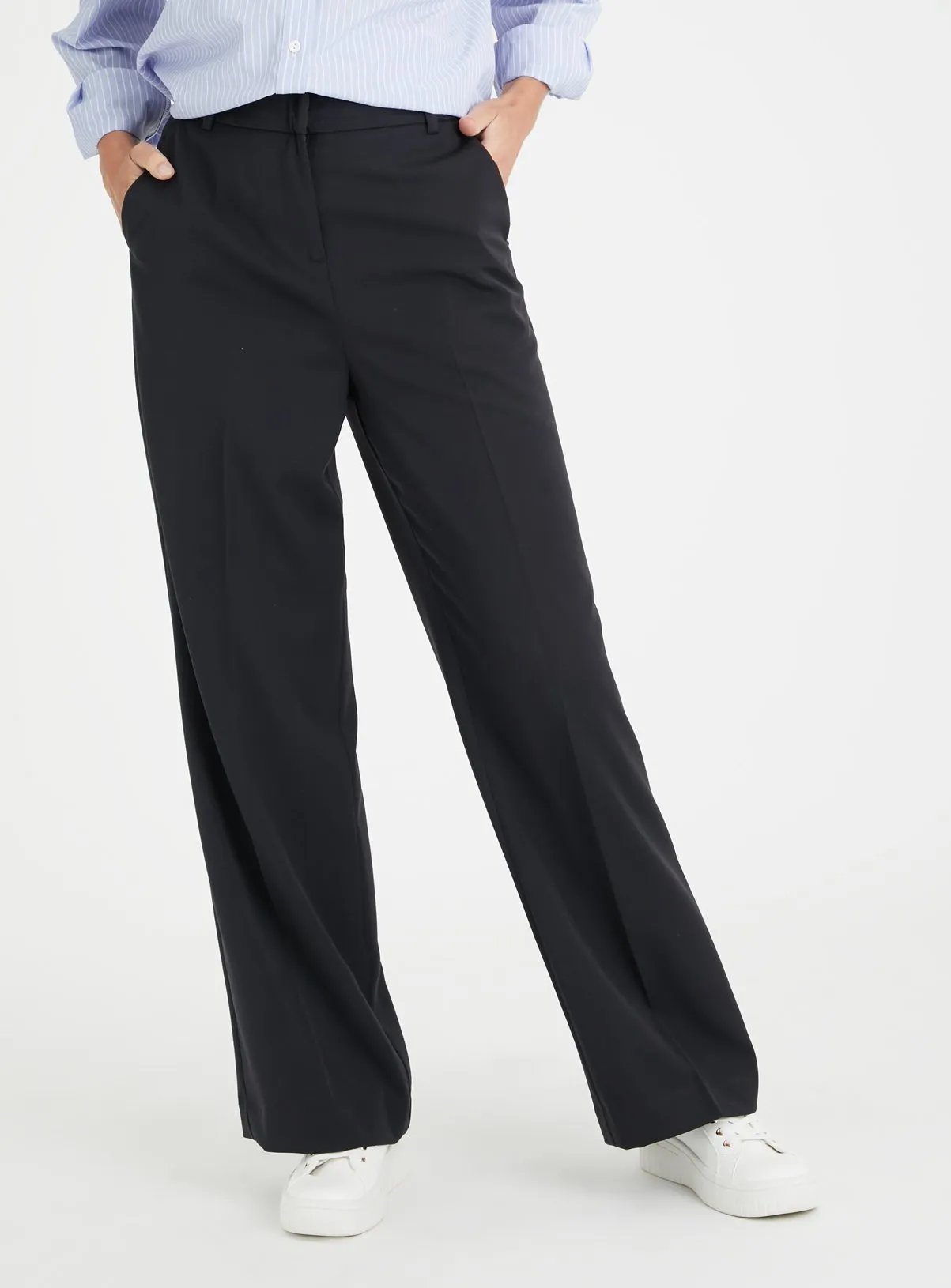 Buy Black Wide Leg Trousers 22S | Trousers | Tu