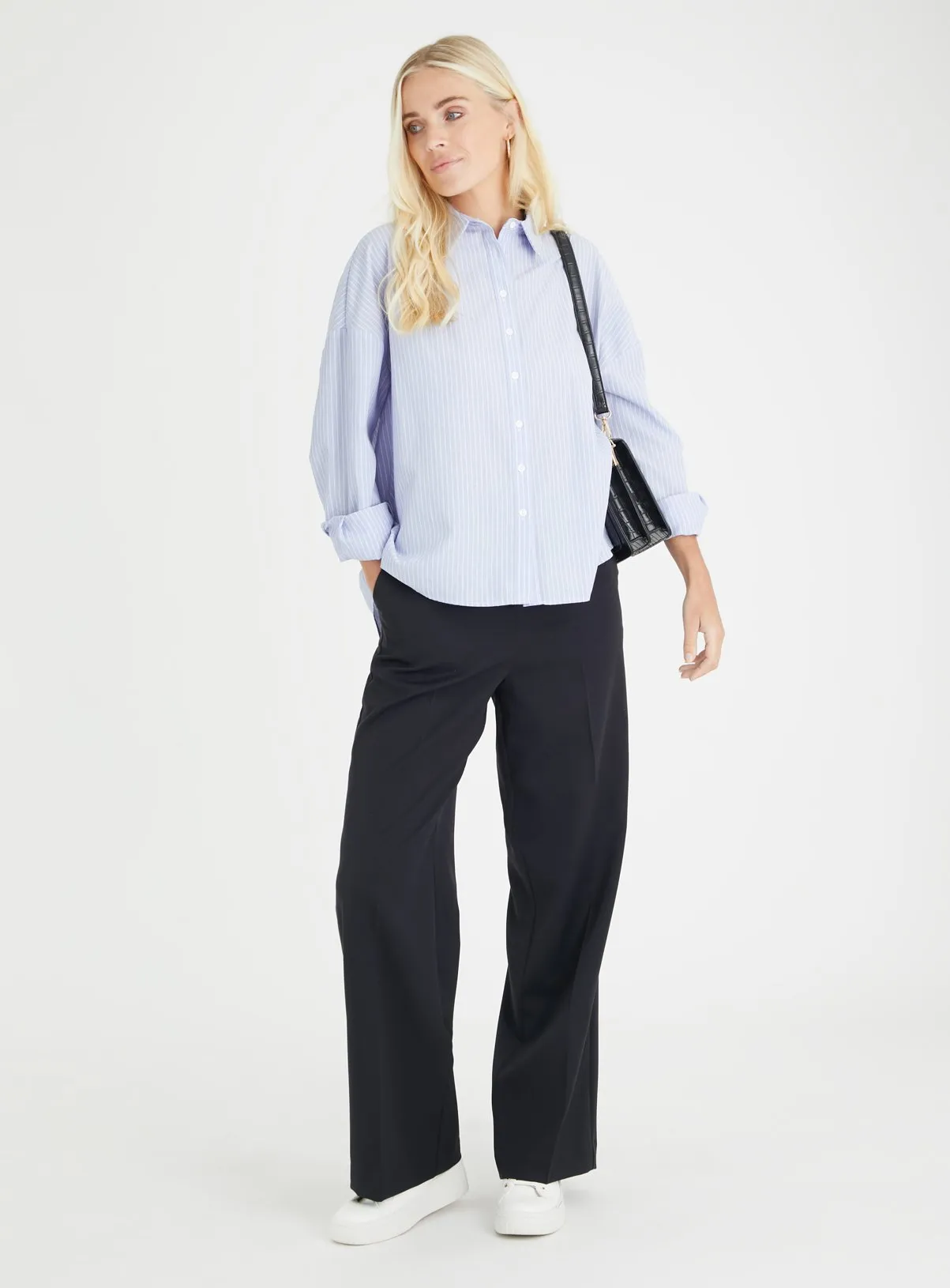 Buy Black Wide Leg Trousers 22S | Trousers | Tu