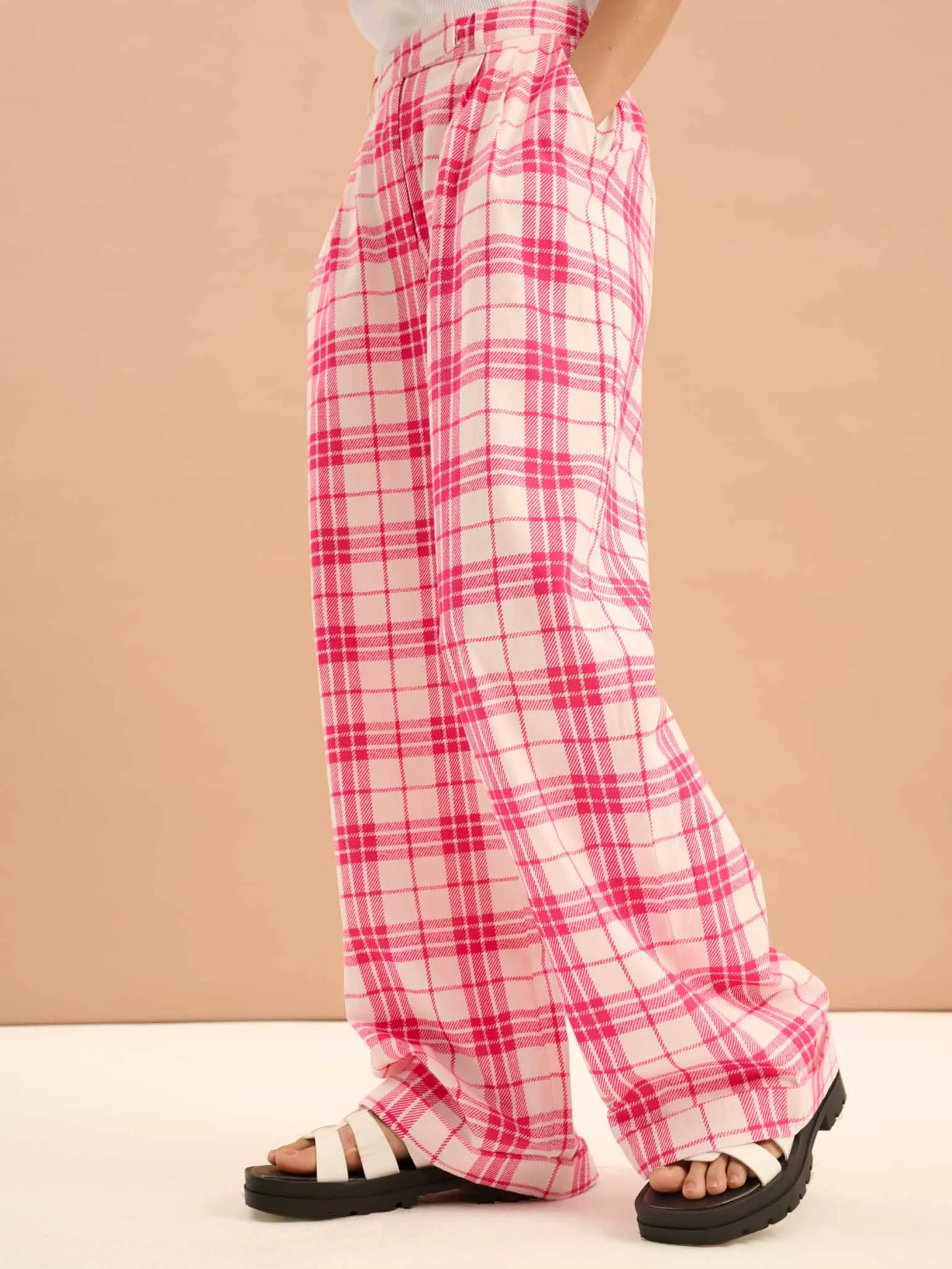 Candy Straight Leg Trouser in Pink Check