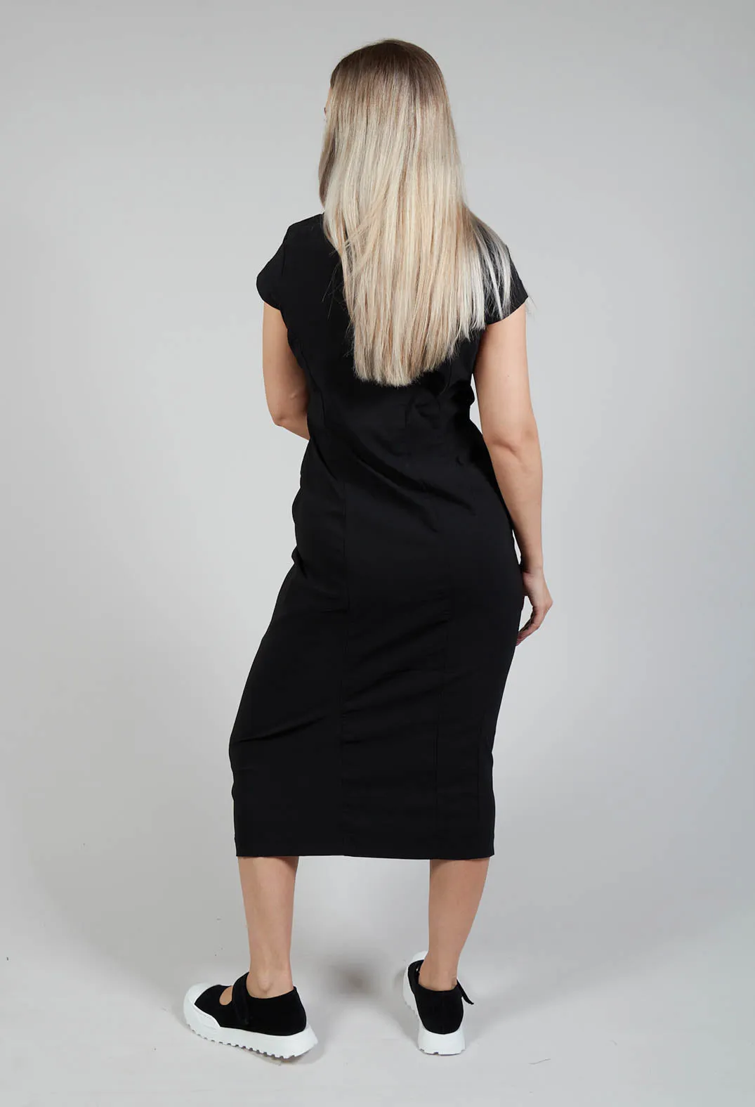 Capped Sleeve Slim Fit Dress in Black