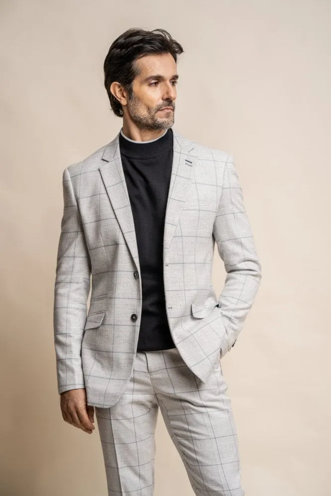 Cavani Radika Light Grey Check Slim Fit Blazer