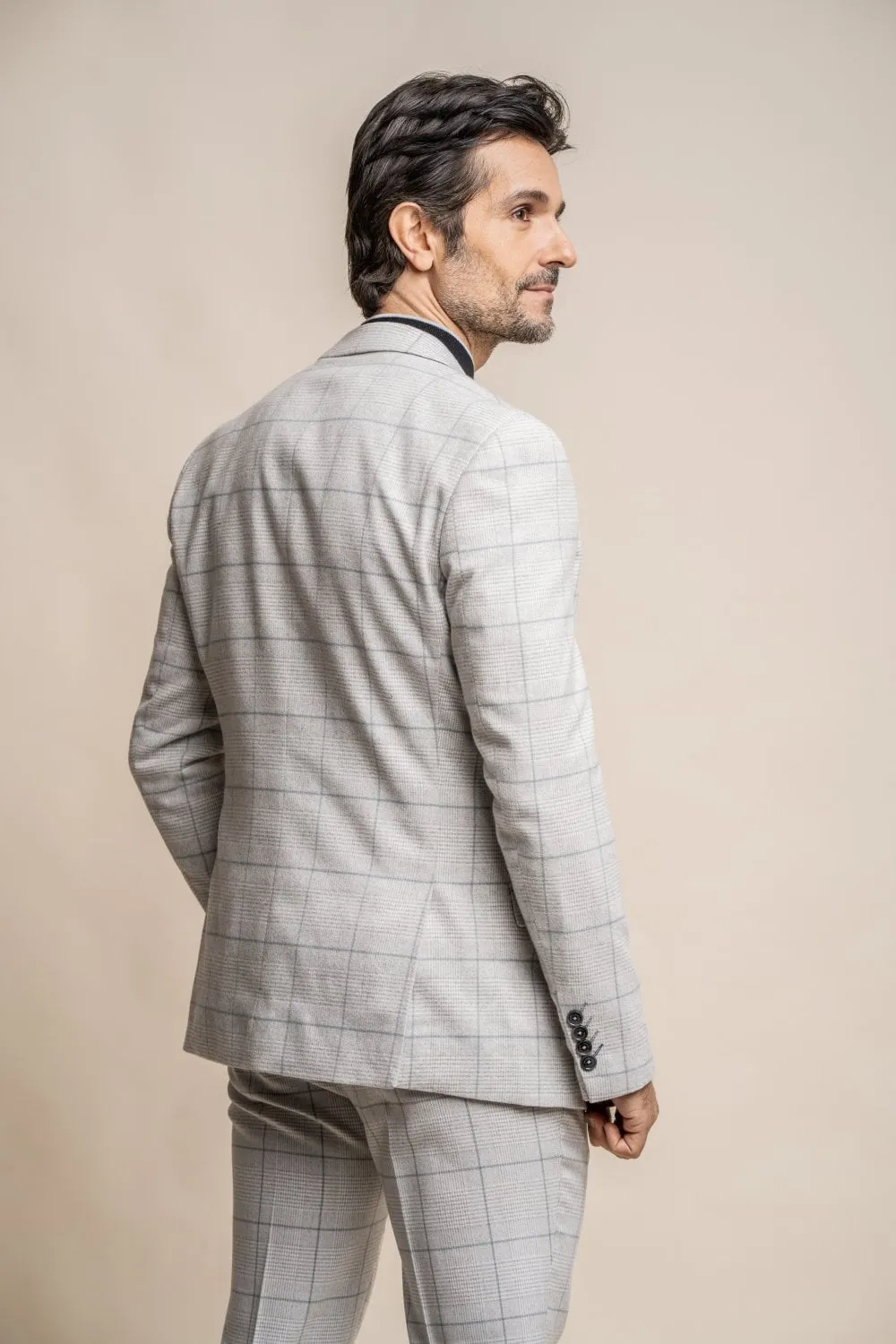 Cavani Radika Light Grey Check Slim Fit Blazer