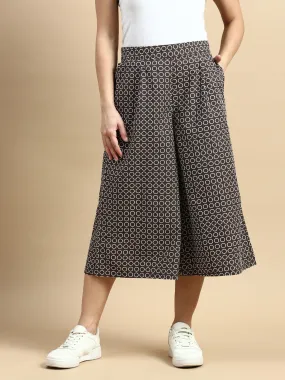 Culottes All Over Print-Brown