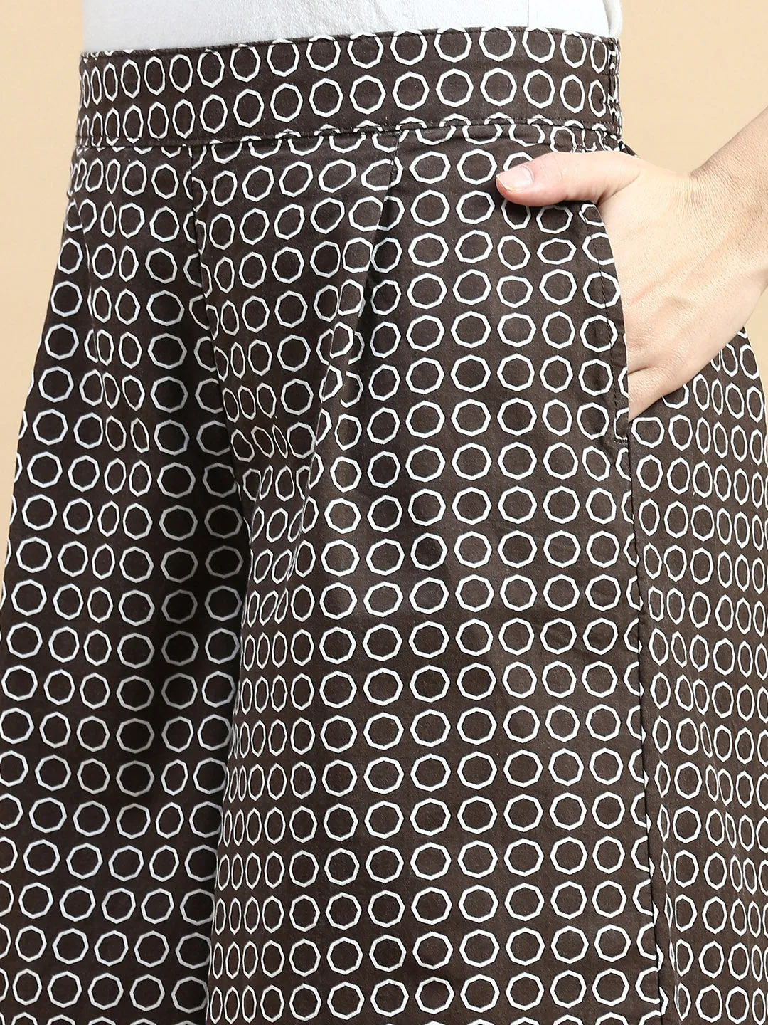 Culottes All Over Print-Brown