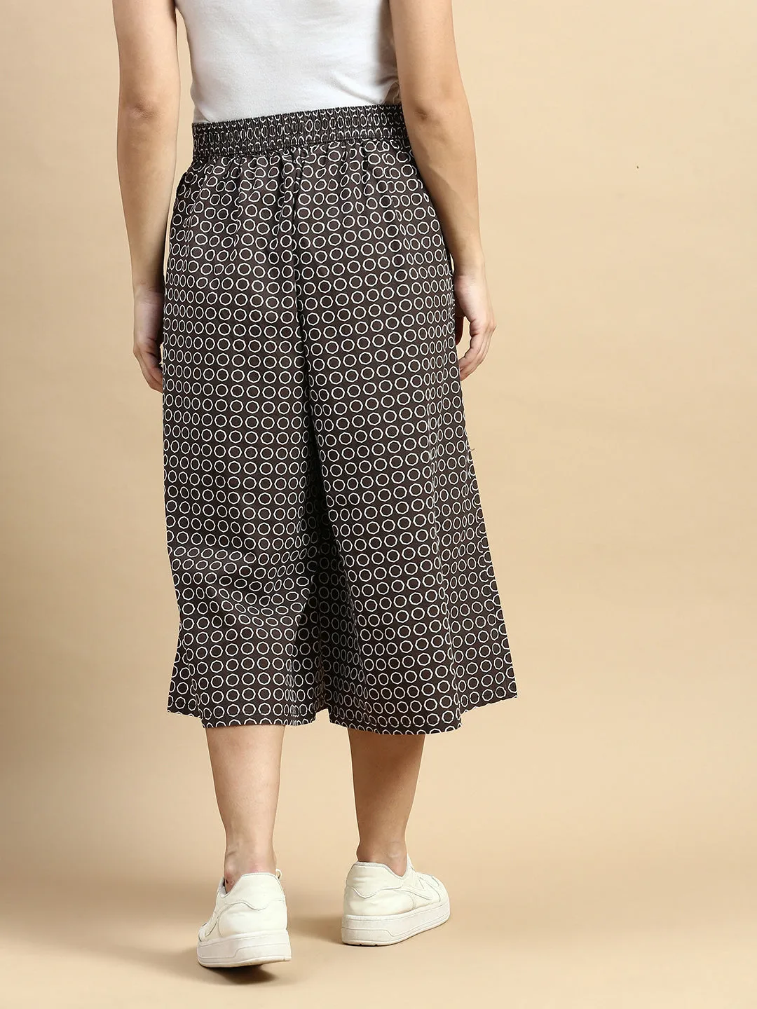 Culottes All Over Print-Brown