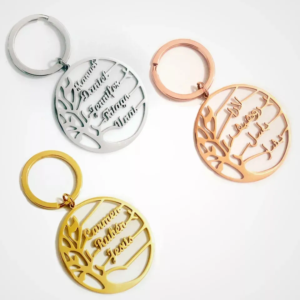 Custom Name Tree of Life Personalized Keychain