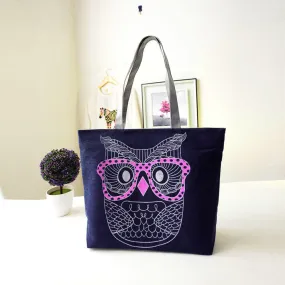 Designer Handbags Lady Owl Print Shopping Shoulder Canvas Bag Tote Purse bolsos femenina