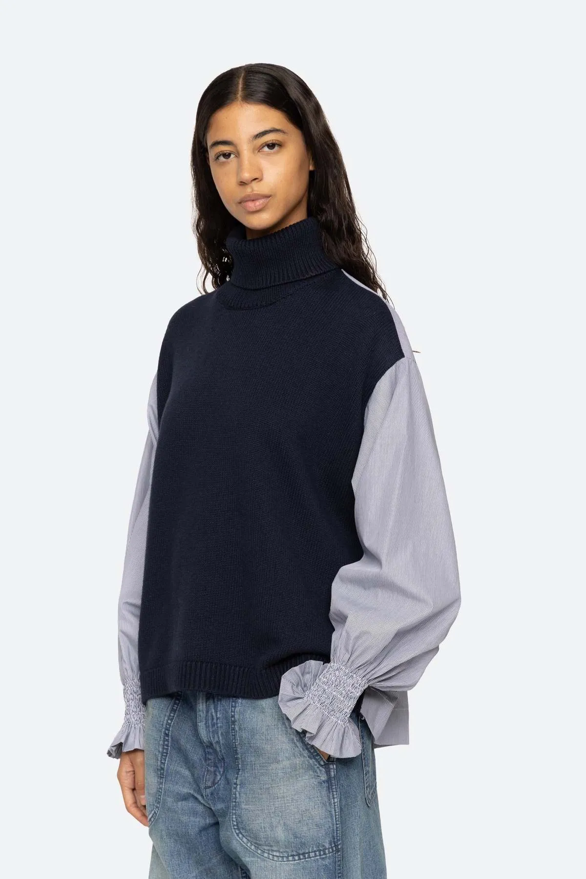 Devana Combo Sweater - Navy