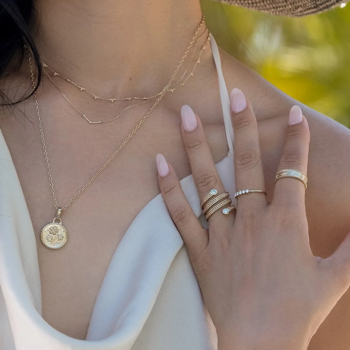 Diamond Beaded Wrap Ring