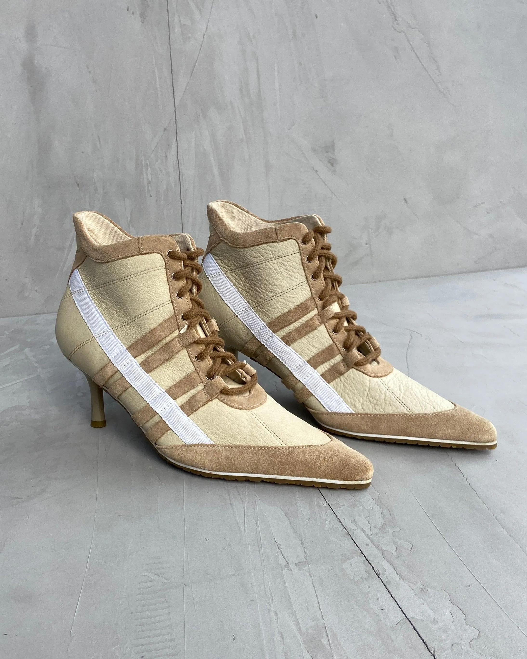 DIESEL 2000'S LEATHER & SUEDE SPORT HEELS - UK 5