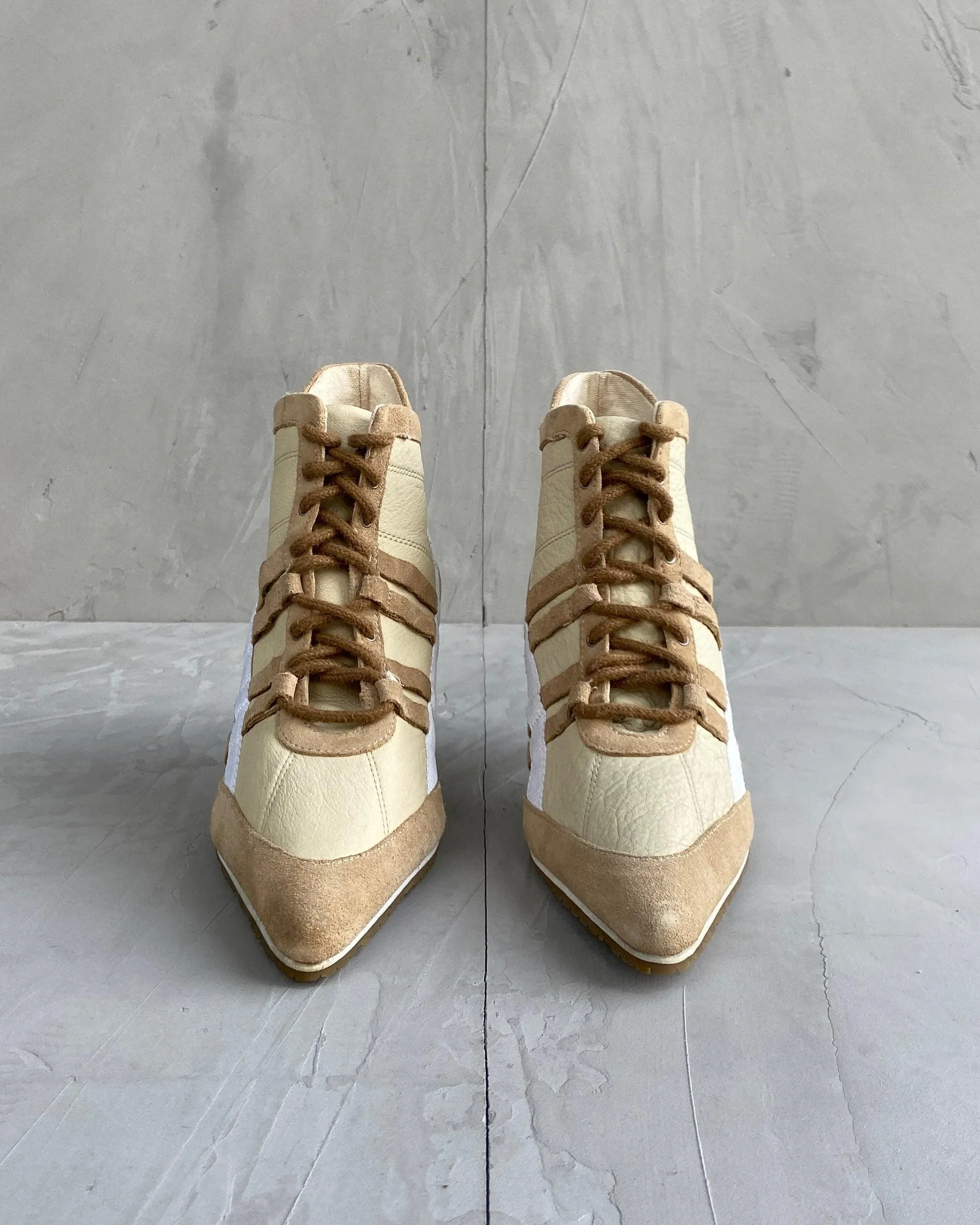 DIESEL 2000'S LEATHER & SUEDE SPORT HEELS - UK 5