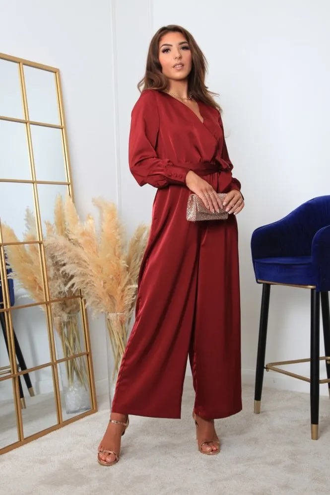 Double Second Lux Satin Wrap Jumpsuit