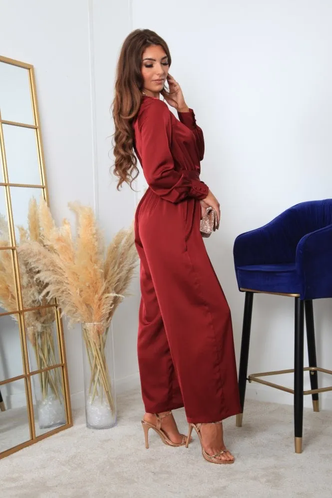 Double Second Lux Satin Wrap Jumpsuit