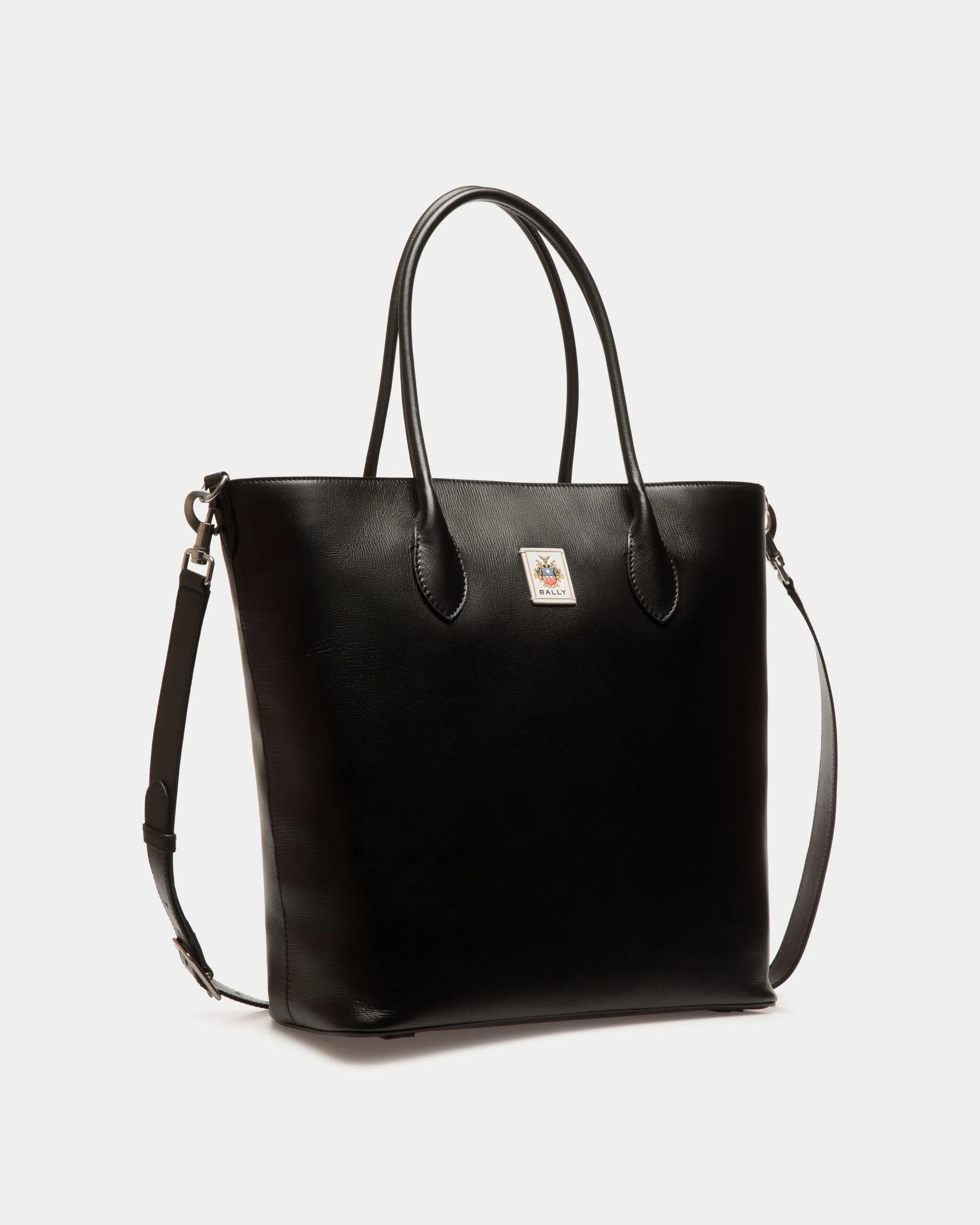 Easy Bally Tote In Black Leather 