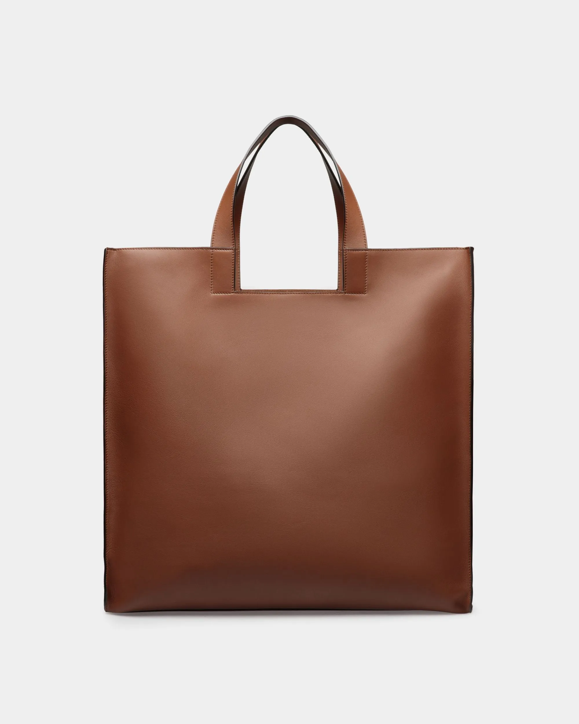 Easy Bally Tote In Brown Leather 