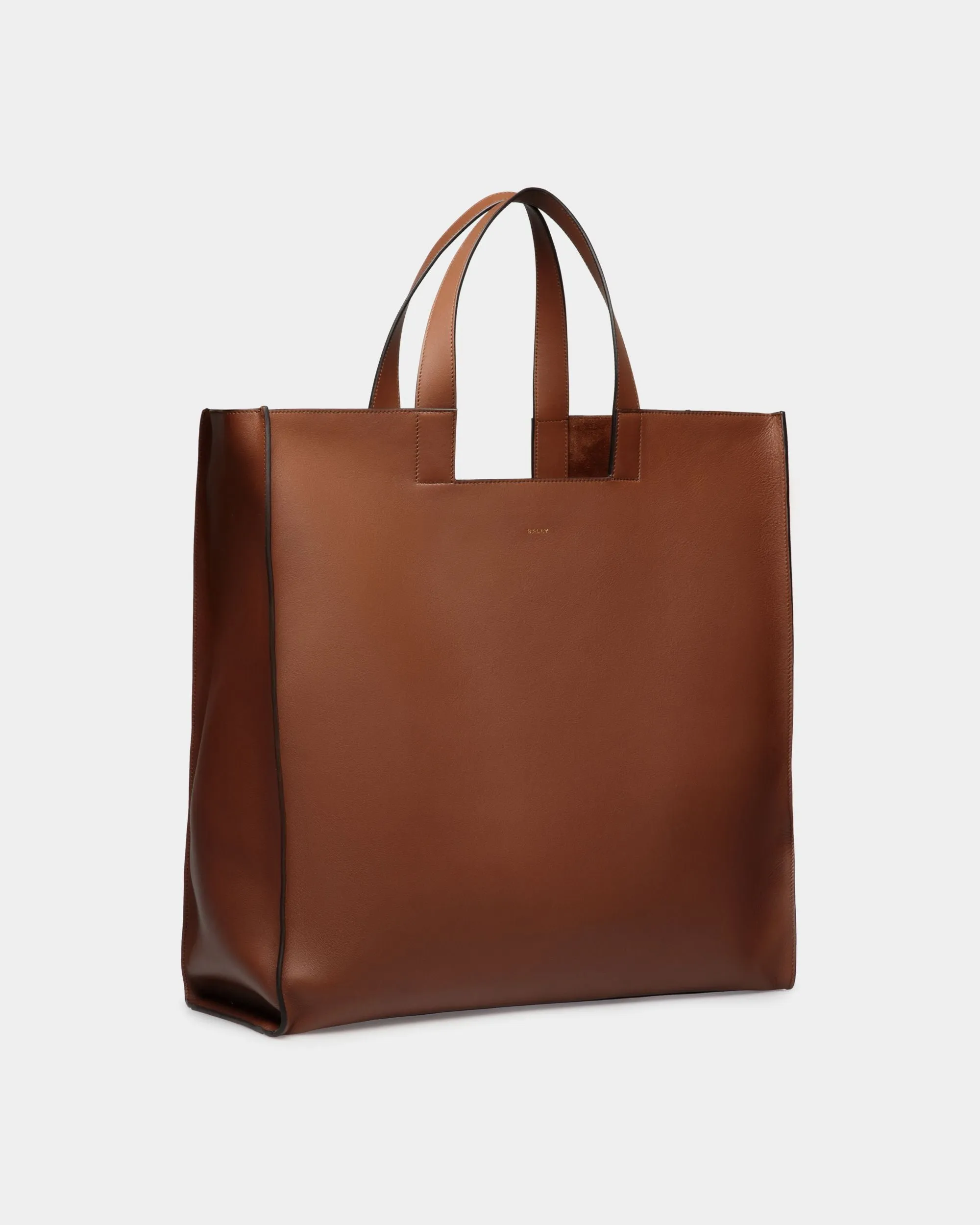 Easy Bally Tote In Brown Leather 