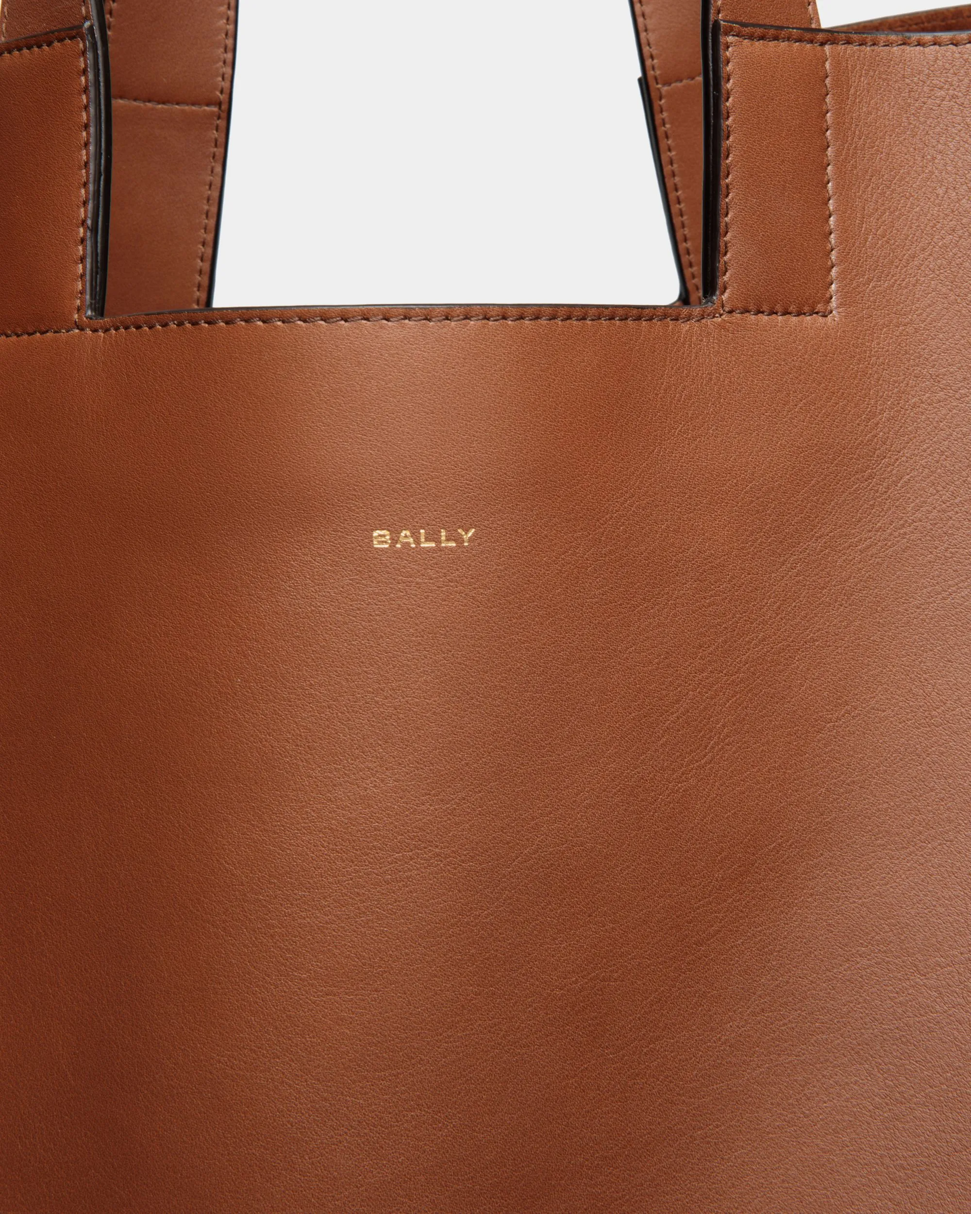 Easy Bally Tote In Brown Leather 