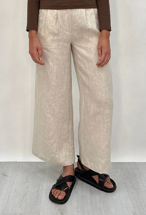 Edith Linen Culottes-OATMEAL