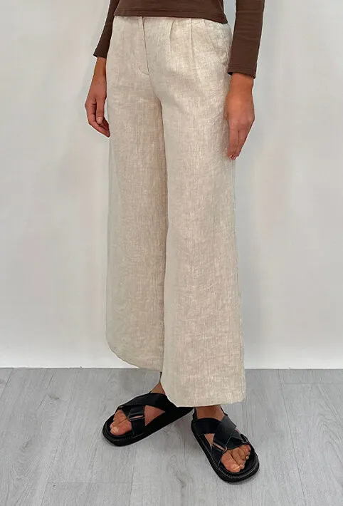 Edith Linen Culottes-OATMEAL