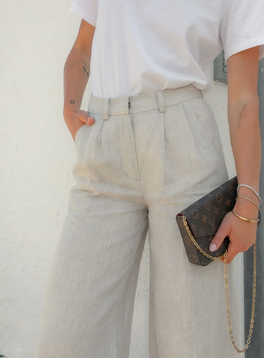 Edith Linen Culottes-OATMEAL