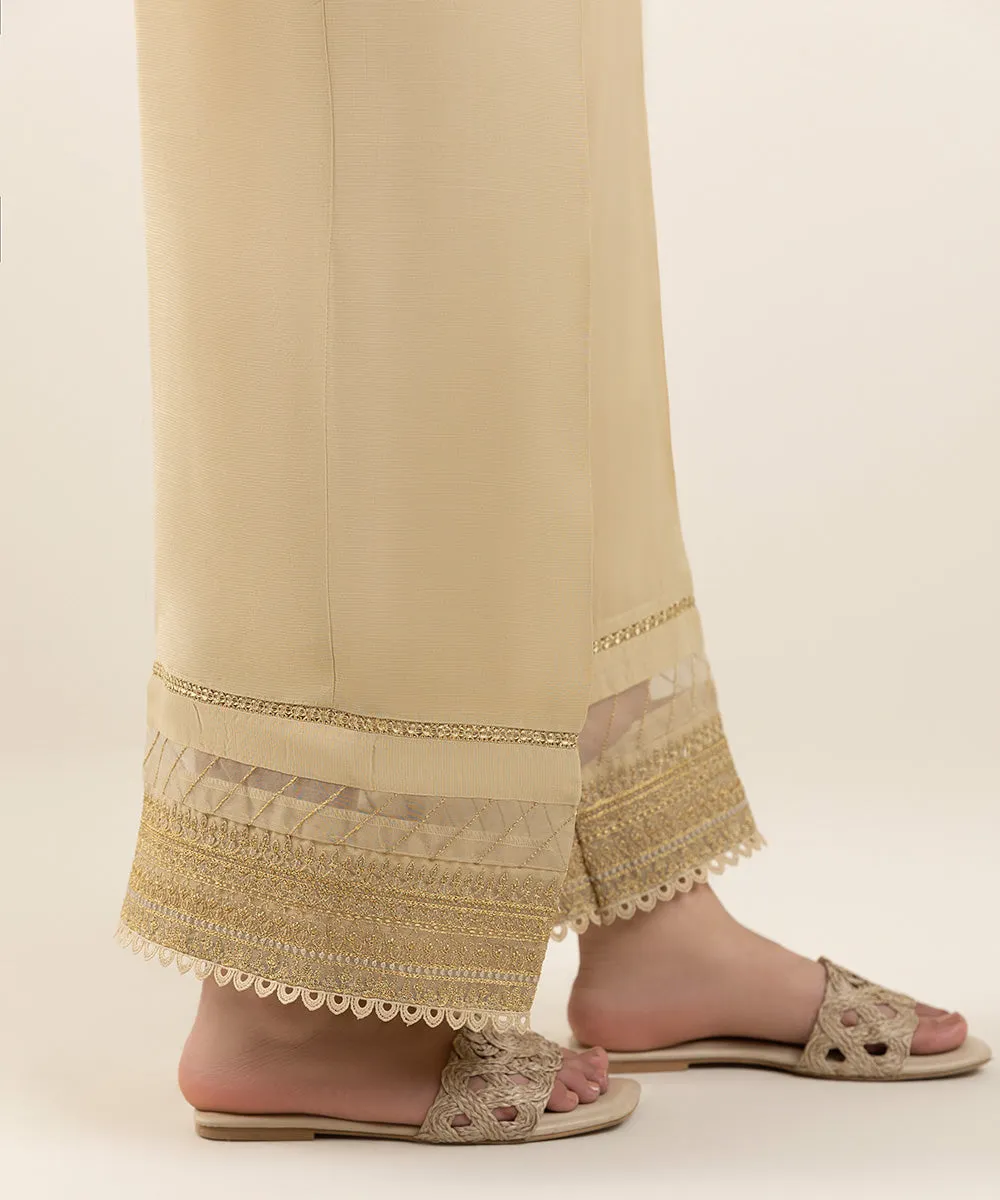 Embroidered Raw Silk Culottes