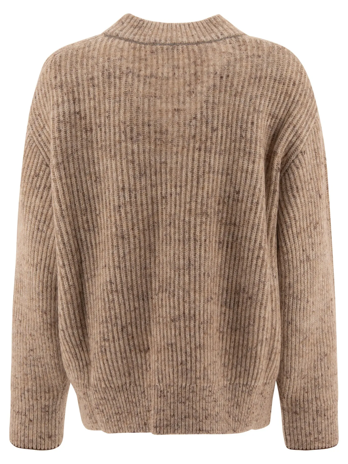 English Rib Sweater With Monili Knitwear Beige