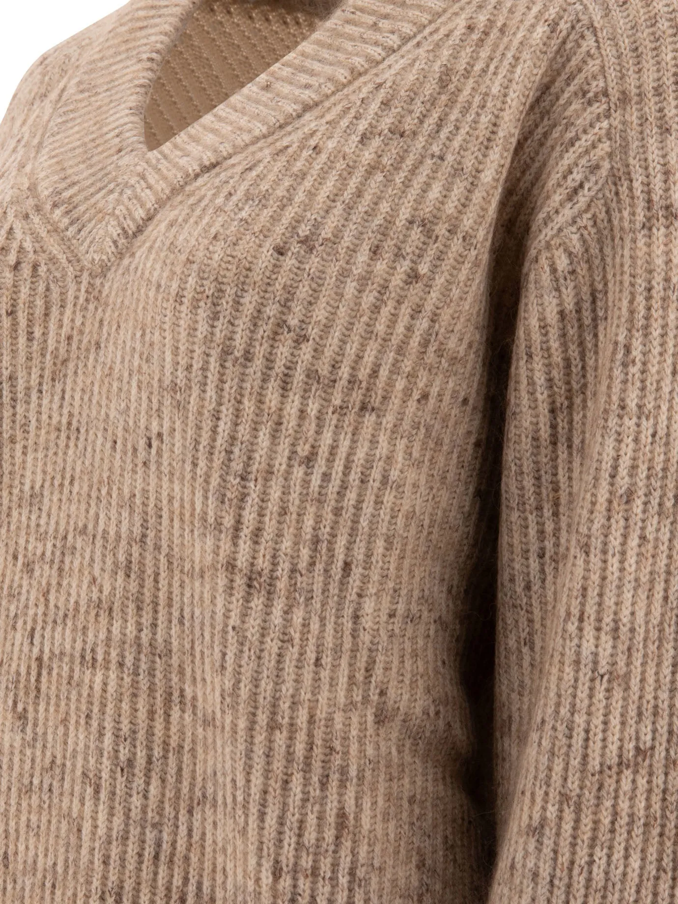 English Rib Sweater With Monili Knitwear Beige