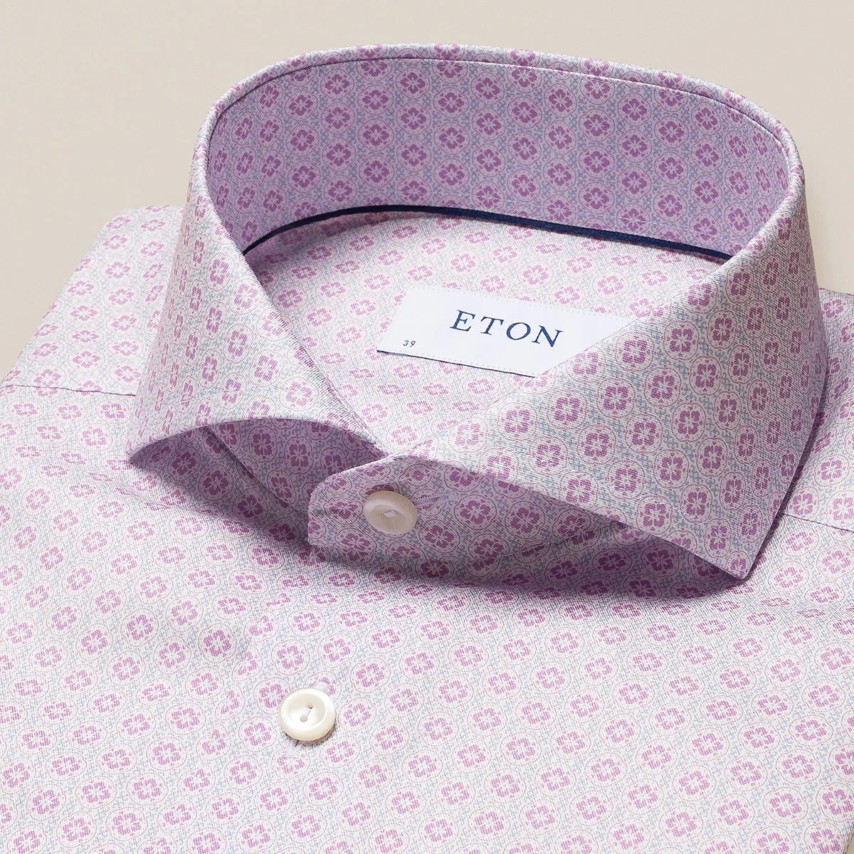 Eton - Slim Fit Patterned Shirt in Lilac