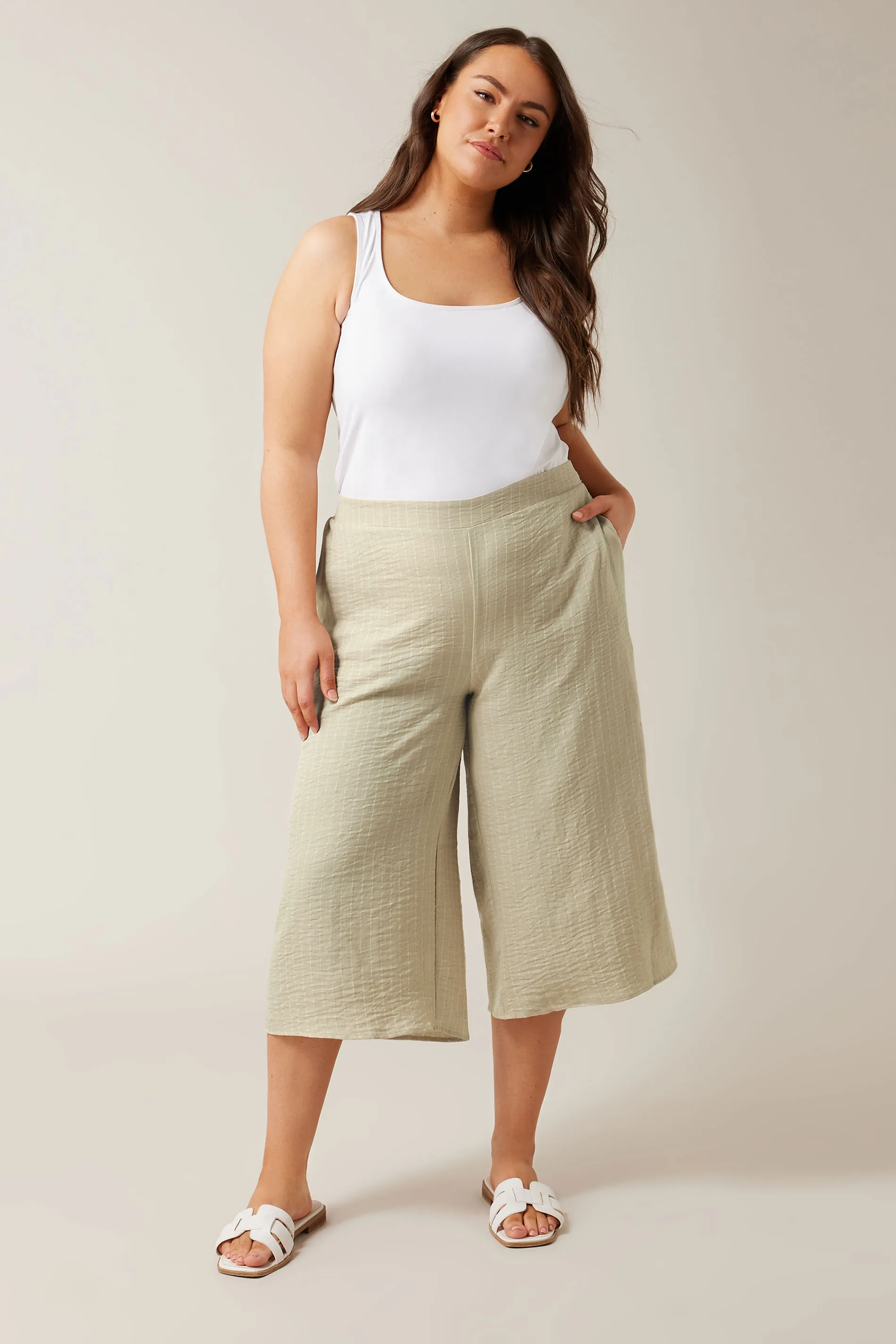 EVANS Curve Natural Brown Culottes