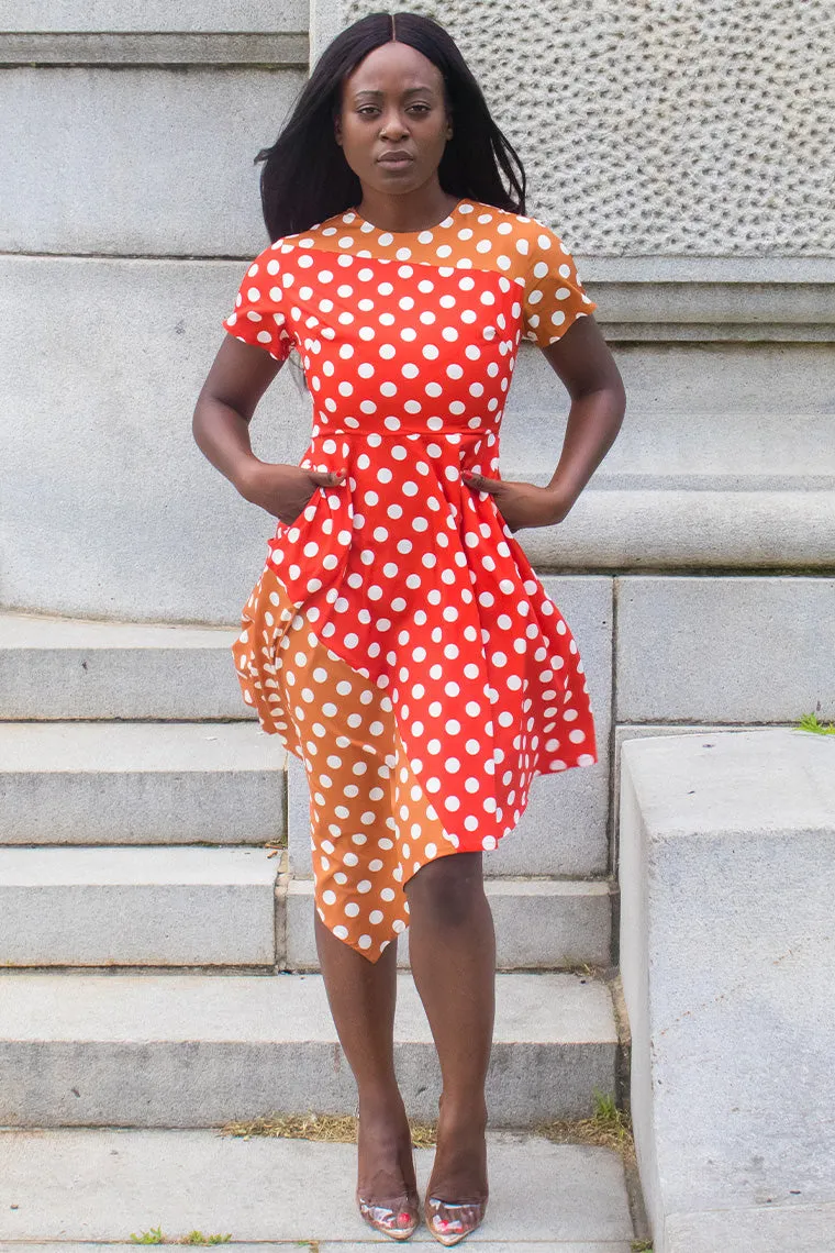 Ezi Two Tone Polka Dot Dress