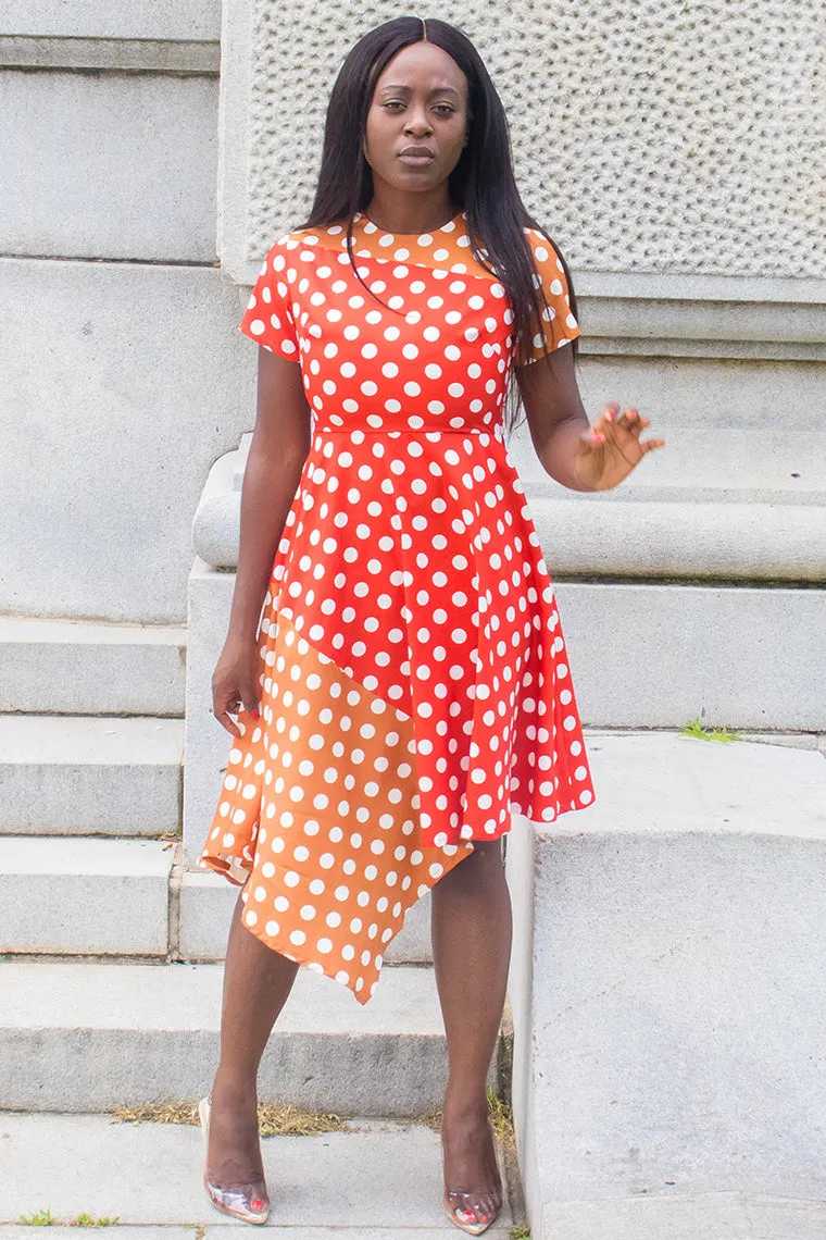 Ezi Two Tone Polka Dot Dress