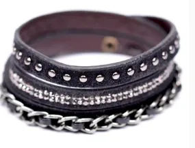 Fabucci black chain   & stud wrap bracelet