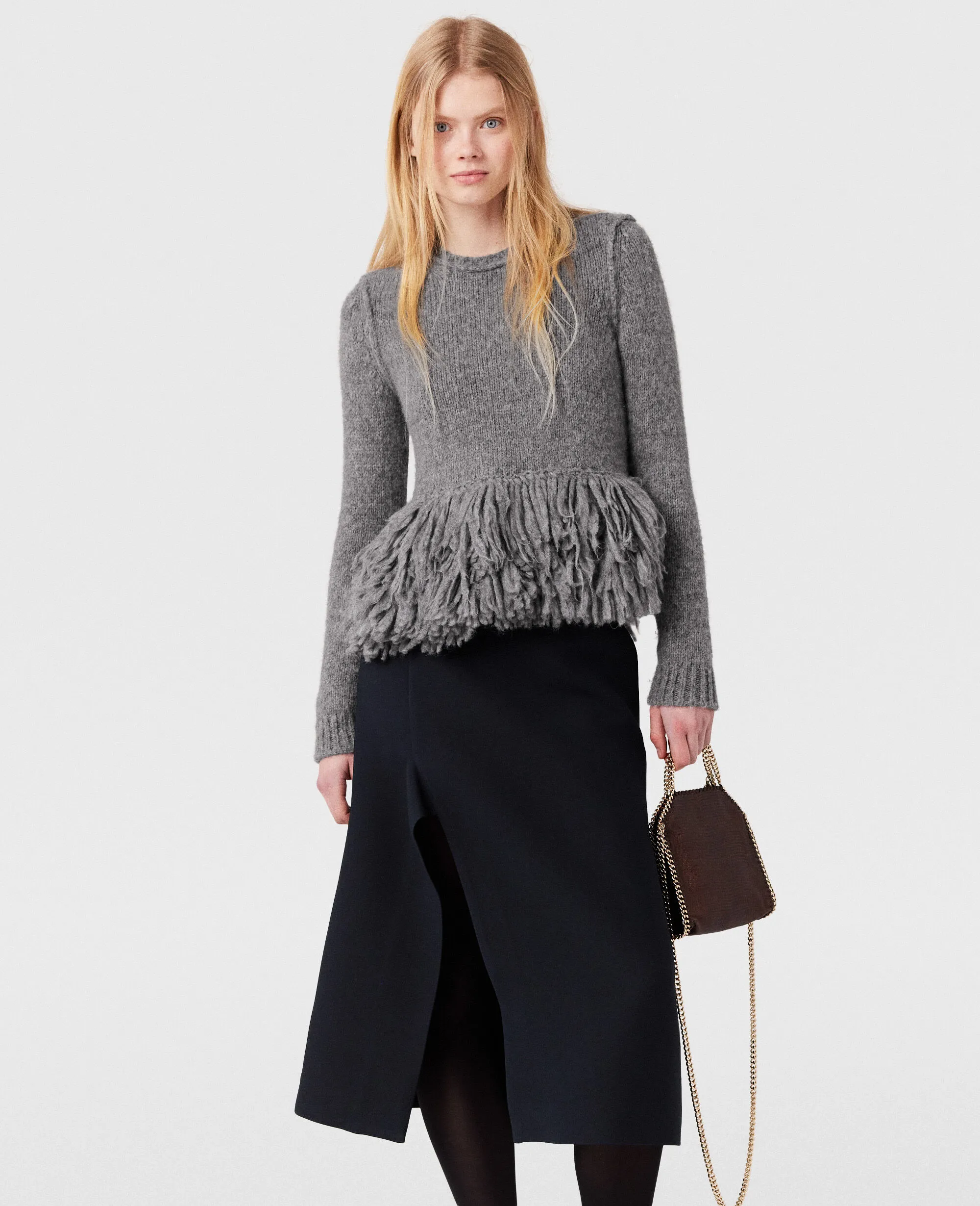 Feather Peplum Wool Sweater