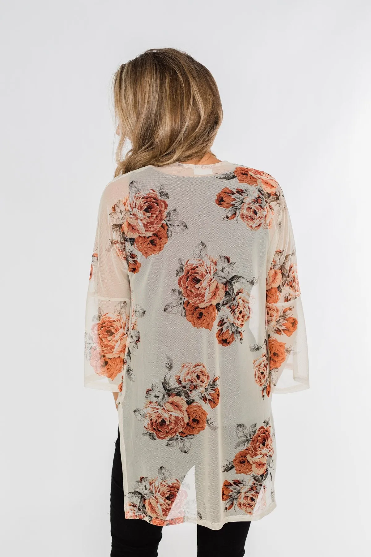 Feels Like Fall Lightweight Floral Kimono- Nude & Rust