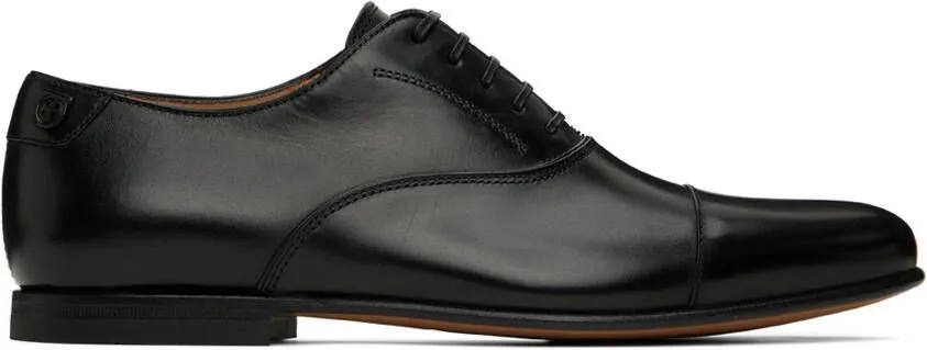 Ferragamo Black Button Oxfords