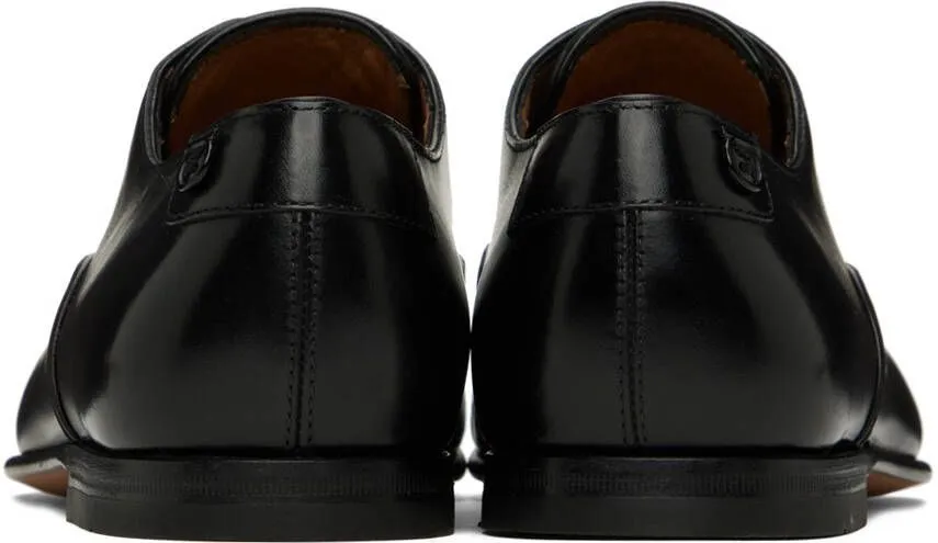 Ferragamo Black Button Oxfords