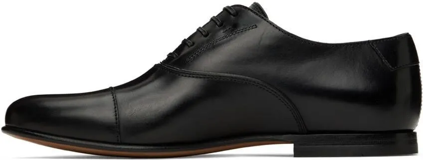 Ferragamo Black Button Oxfords