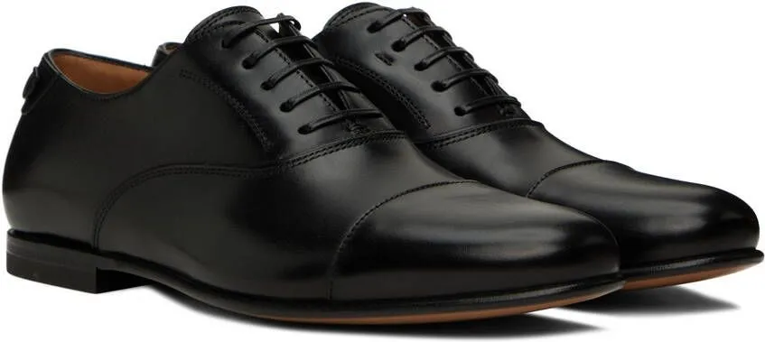 Ferragamo Black Button Oxfords