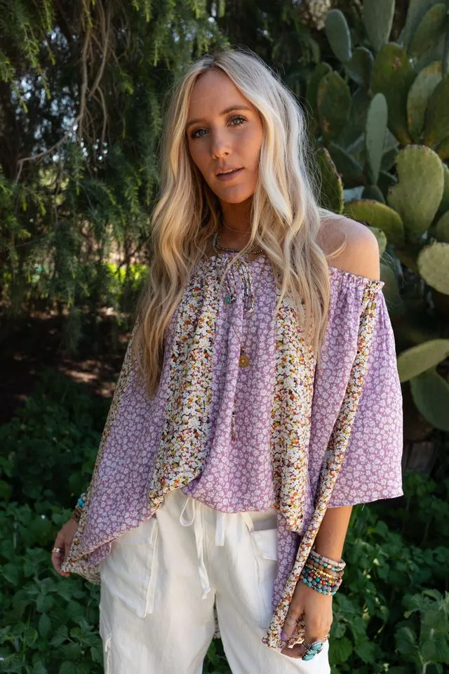 Floral Bliss Tunic Top - Lavender