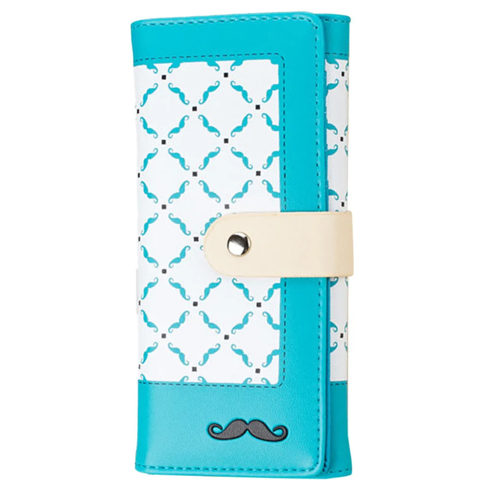 Forward 6 Colors Style Moustache PU leather Purse Clutch Button Wallet Bag Hbag Card Holder