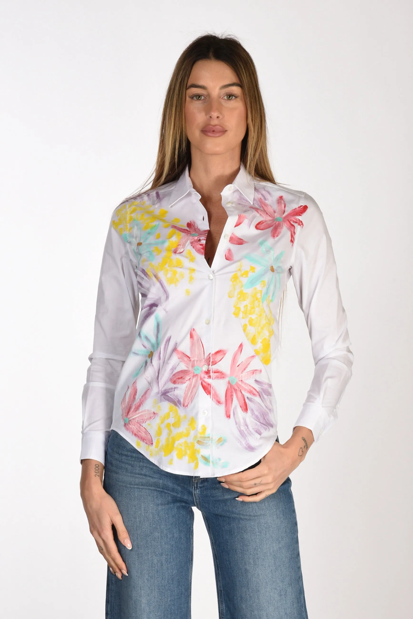 Gherardeschi Alessandro Camicia Dipinta Bianco/multicolor Donna