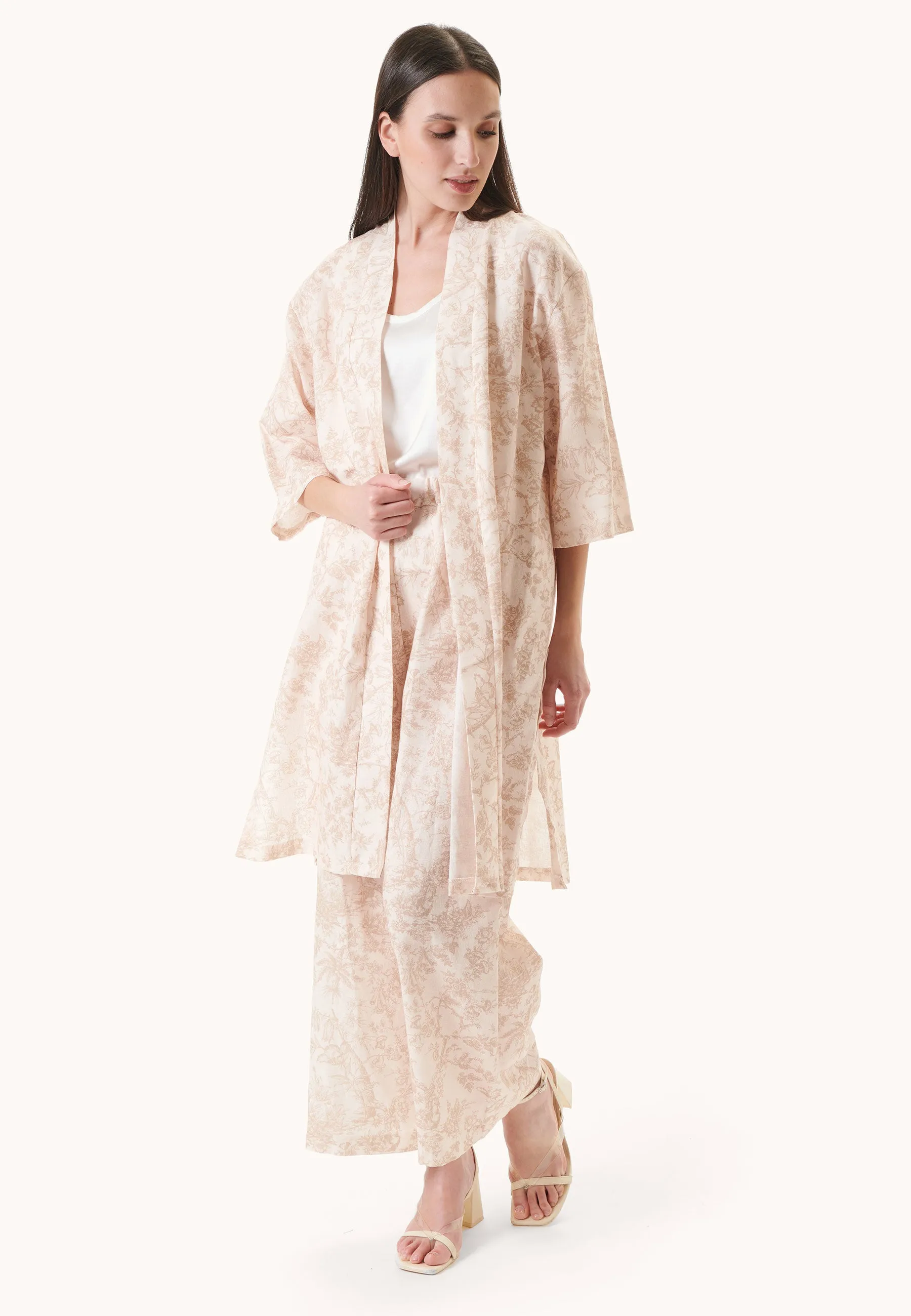 Giacca kimono misto lino