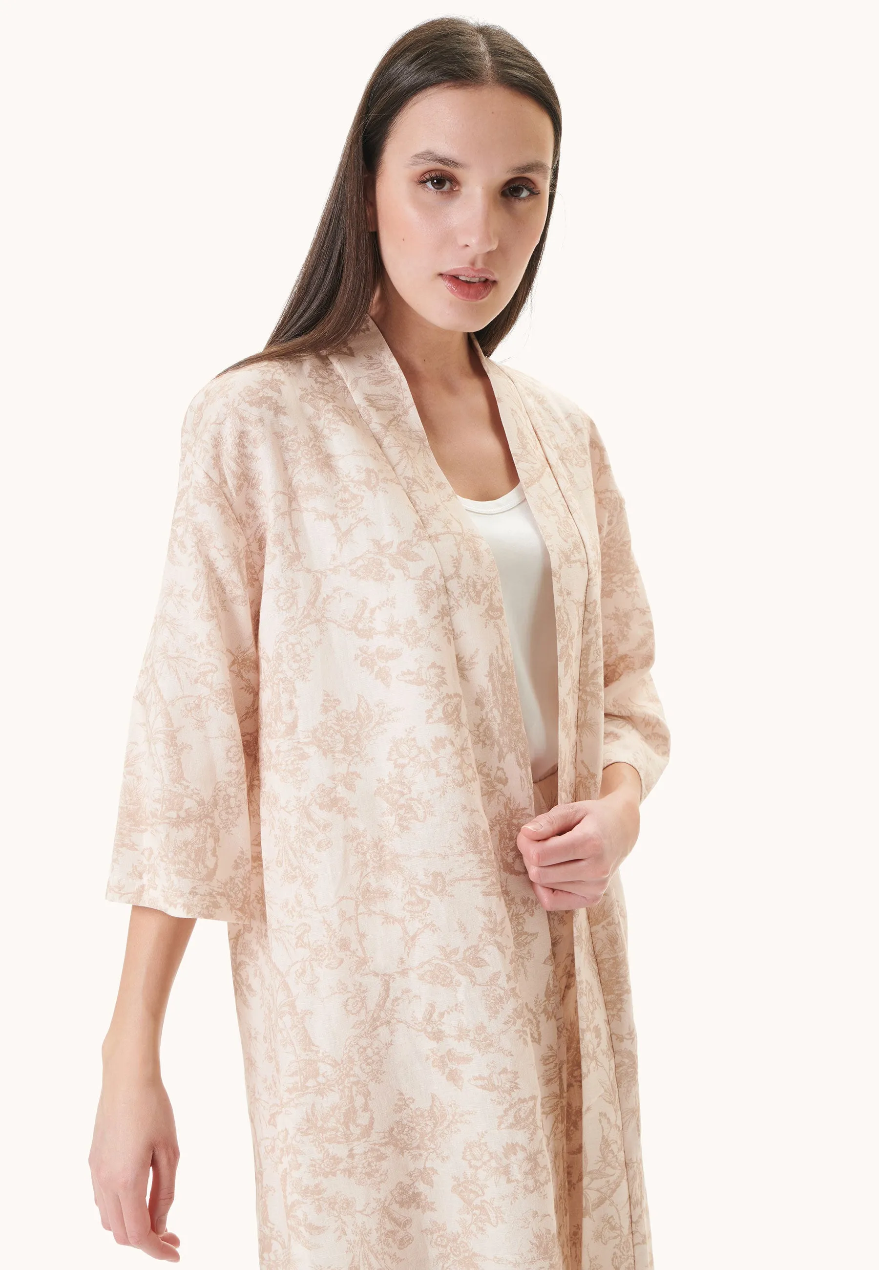 Giacca kimono misto lino