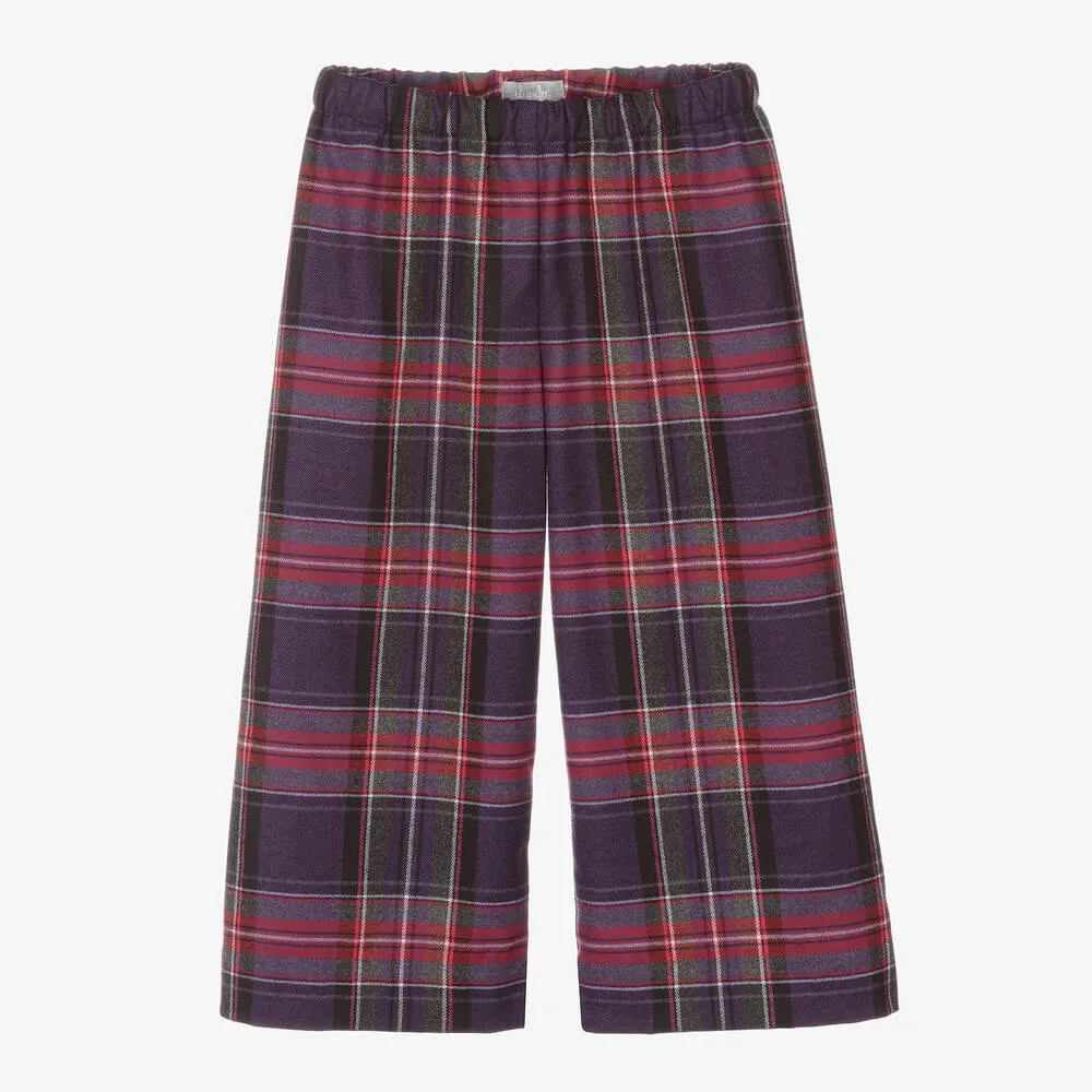 Girls Purple Tartan Culottes