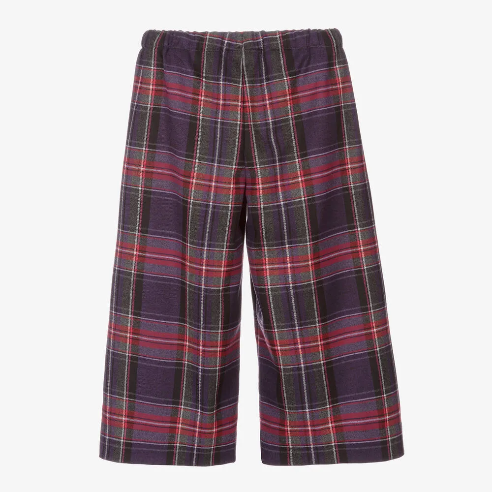 Girls Purple Tartan Culottes