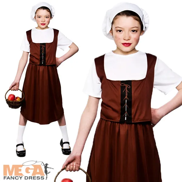 Girls Tudor Peasant Medieval Fancy Dress Costume